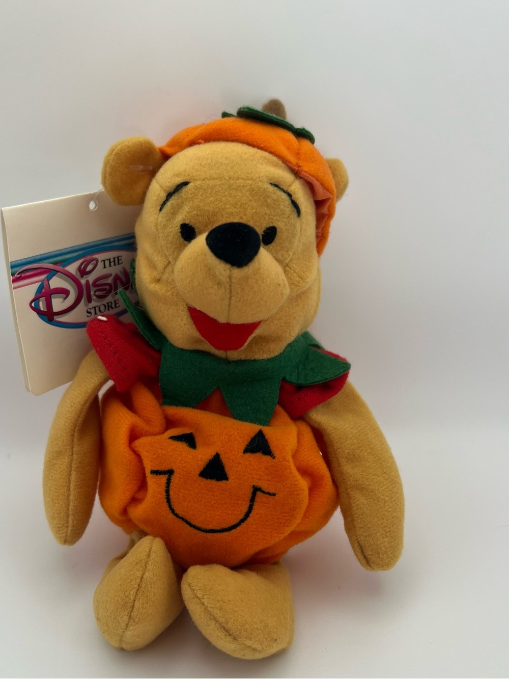 Disney Store Pumpkin Pooh Mini Bean Bag Plush 8” Halloween Winnie The Pooh